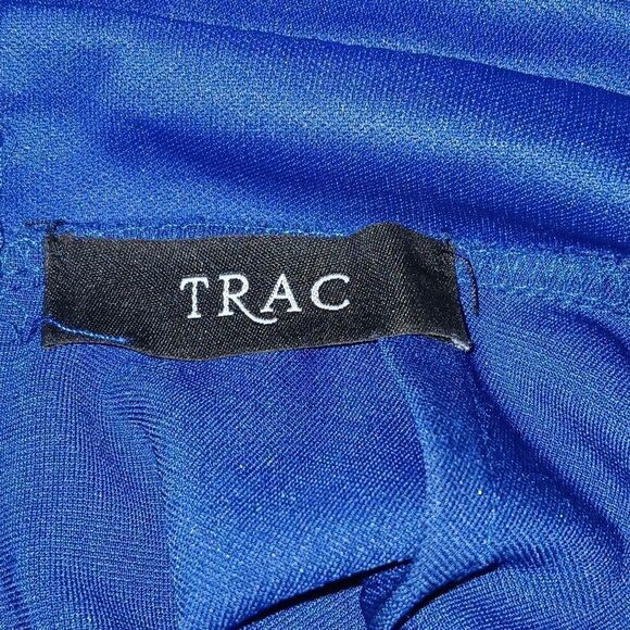 Trac royal blue high low open criss cross open back semi formal dress SZ L NWOT - Picture 7 of 9